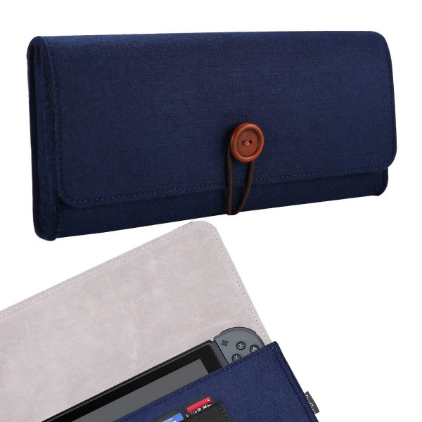 即納 Nintendo ニンテンドー スイッチ Switch ケース フェルトカバー ネイビー 衝撃吸収 保護カバー ソフトケース あつ森 ポイント消化