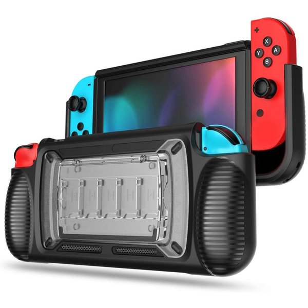 任天堂 Nintendo ニンテンドー スイッチ Switch カバー ケース ブラック/クリア カードスロット スタンド 保護カバー保護ケース ポイント消化