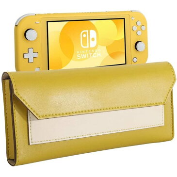 即納 Nintendo ニンテンドー スイッチ ライト Switch Lite ケース シンセティックレザー クラッチバッグ イエロー 衝撃吸収 保護カバー ソフトケース あつ森 ポイント消化