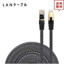 LANケーブル イーサネットケーブル ネットワークケーブル ブラック 100FT/30m CAT7/カテゴリー7 フラットタイプ 高速 有線 Ethernet ...