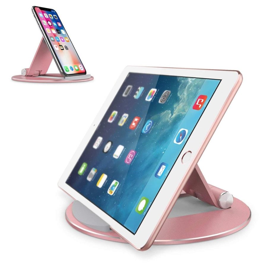 即納 アイパッド/スマホ/タブレット 卓上スタンド 4-13インチ対応/ローズゴールド 角度調整可能 iPad 10.2 アイフォン 11 アンドロイド