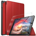 即納 iPad 10.2インチ 第7世代 対応 ケース 三つ折りスタンド ガラスフィルム付き | レッド オートスリープ/ウェイク 2019モデル アイパッド