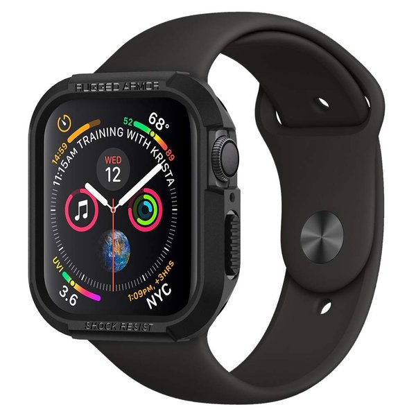 即納 Spigen シュピゲン Apple Watch アップルウォッチ SE/6/5/4 40mm 44mm 対応 ラギッドアーマー ケース ブラック 耐衝撃 ポイント消化