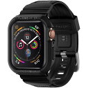 Spigen シュピゲン Apple Watch アップルウォッチ 7/6/5/4//3SE 38/40/41/42/44/45mm 対応 ラギッドアーマープロ バンド一体型ケース ブラック