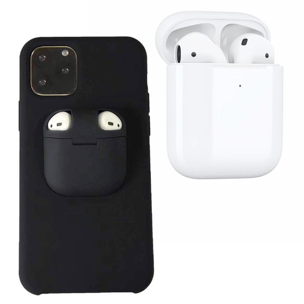 AirPods エアーポッズ 1/2世代対応ケース付き iPhone 11 シリーズ対応 ケース ブラック スマホカバー 収納ケース APPLE アップル