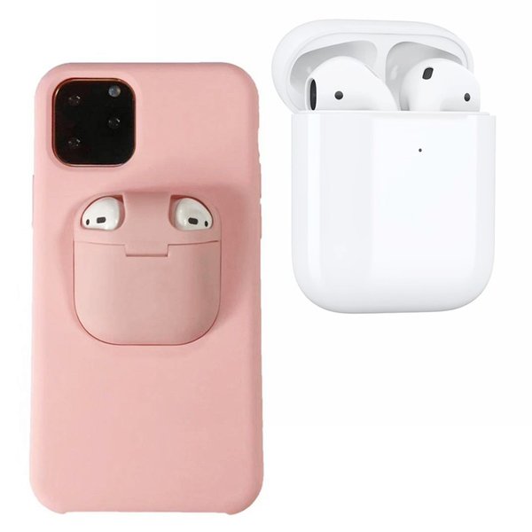 AirPods エアーポッズ 1/2世代対応ケース付き iPhone 11 シリーズ対応 ケース ピンク スマホカバー 収納ケース APPLE アップル