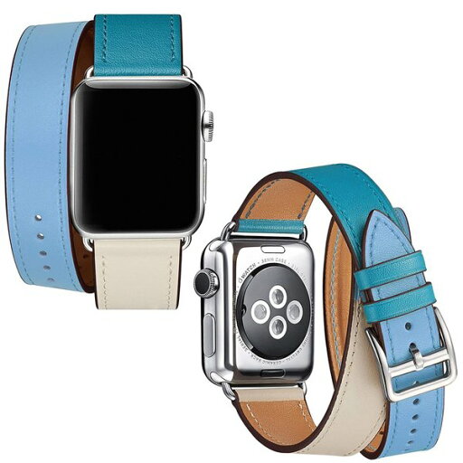 即納 Apple Watch アップルウォッチ 7/6/5/4/3/2/1/SE 38/40/41mm 42/44/45mm 対応 シルバーバックル ブルーミックス 2重巻き レザー ベルト 本革 ストラップ 即納 Apple Watch アップルウォッチ 7/6/5/4/3/2/1/SE 38/40/41mm 42/44/45mm 対応 シルバーバックル ブルーミックス 2重巻き レザー ベルト 本革 ストラップ