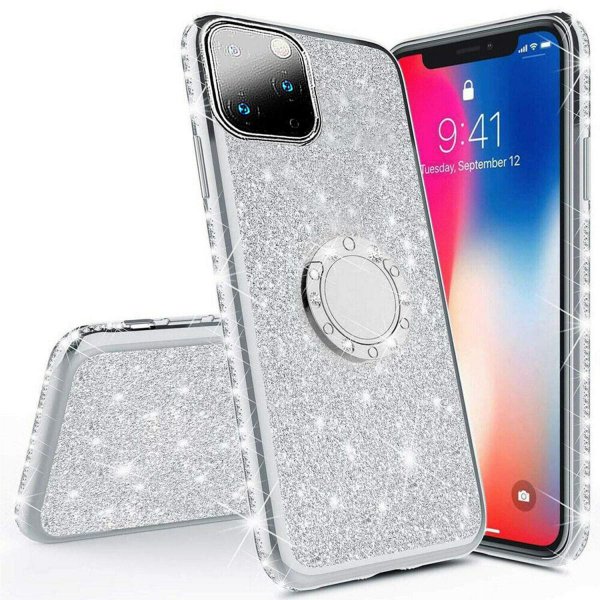 即納 iPhone 11/11Pro/11ProMax OXA ケース ラメシート スタンドリング付き グリッター/シルバー Qi充電 ワイヤレス充電 スマホケース 正規品