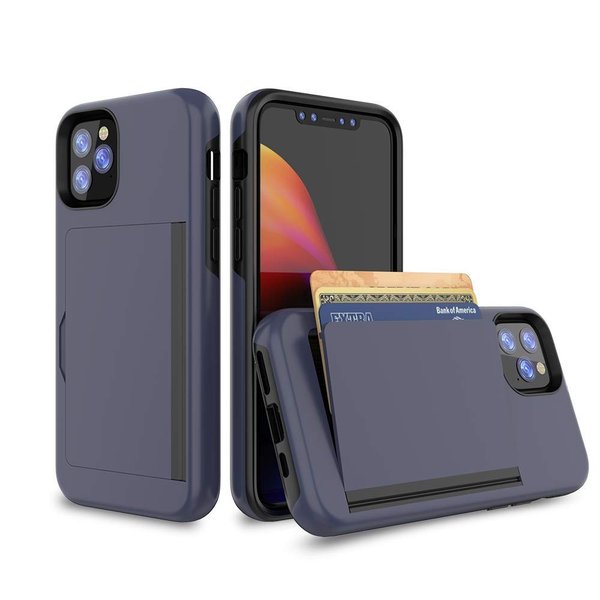 樂天商城 - iLish アイリッシュ iPhone11/11Pro/11ProMax カードホルダーフリップ ケース/ブルー スマホケース 正規品