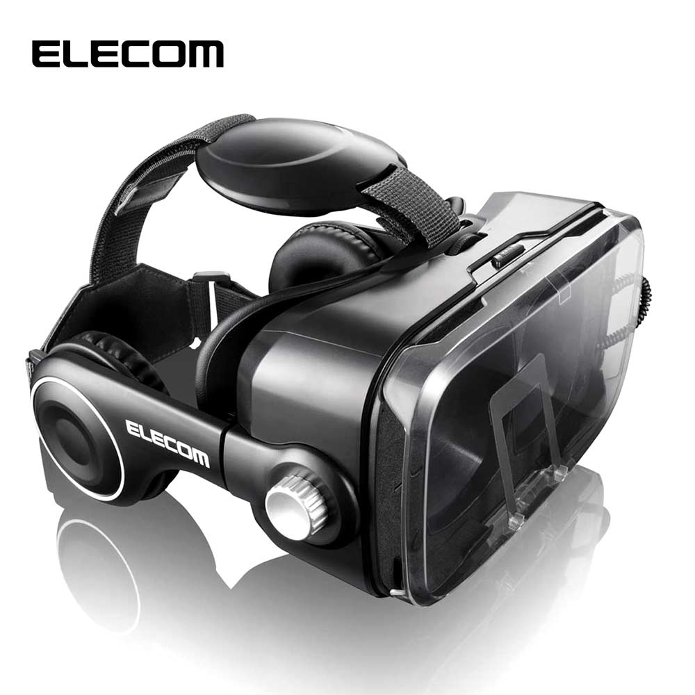 即納 iPhone/android スマホ対応 3D VRゴーグル VRヘッドセット VRヘッドマウントディスプレイ ELECOM エレコム P-VRGEH01BK ヘッドホン付き