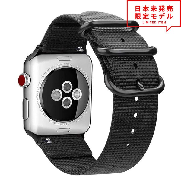 即納 Apple Watch アップルウォッチバンド ナイロン製 ブラック 9/8/7/6/5/4/3/2/1/SE/Ultra2/Ultra 38/40/41mm 42/44/45/49mm 対応 ベルト NATOストラップ ポイント消化 日本未発売