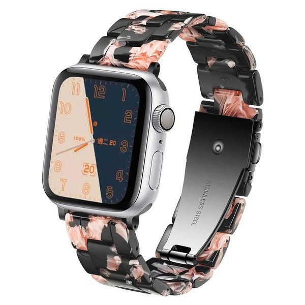 即納 AppleWatch アップルウォッチ SE/6/5/4/3/2 38/40mm 42/44mm ベルト バンド ステンレススチールバックル/ブラックローズ ポイント消化 日本未発売