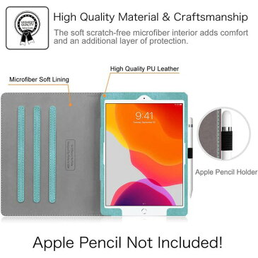 iPad 10.2インチ 第8世代 第7世代 ケース カバー ターコイズ オートスリープ/ウェイク スタンド機能 ペンシル収納 日本未発売