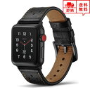 即納 AppleWatch アップルウォッチ 8/7/6/5/4/3/2/1/SE/Ultra 38/40/41mm 42/44/45/49mm 対応 ベルト バンド 本革 レザー ステンレススチール パンチング ブラック