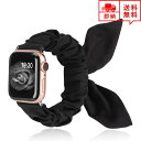 即納 Apple Watch アップルウォッチ 9/8/7/6/5/4/3/2/1/SE/Ultra2/Ultra 38/40/41mm 42/44/45/49mm 対応 ベルト バンド シュシュ ブラック レディース S リボン ブレスレット 日本未発売