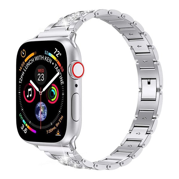 即納 AppleWatch アップルウォッチ SE/6/5/4/3/2 38/40mm 42/44mm ベルト バンド ステンレススチール ラインストーン シルバー