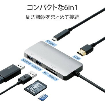 即納 ELECOM エレコム USBハブ ドッキングステーション USB Type-C 6ポート Win/Mac対応 USBポート SD/Micro SD カードリーダー 4K HDMIポート マルチポート