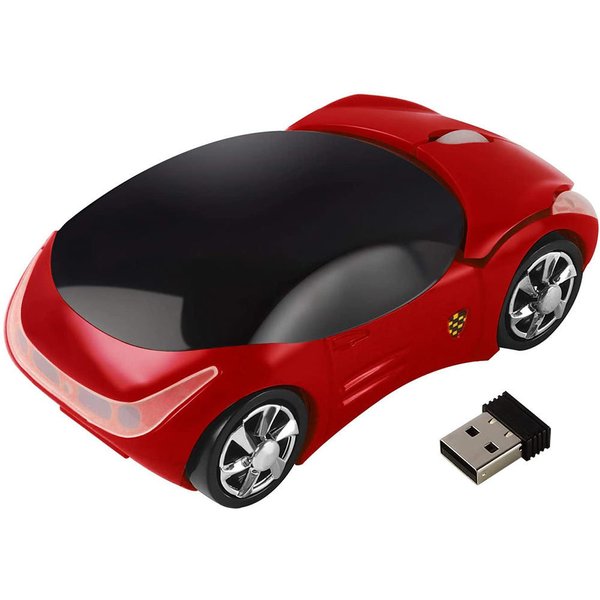 即納 ワイヤレスマウス 無線 マウス USBレシーバー 2.4G スポーツカー ピンク 7色LED 静音設計 省電力 Windows/Mac/surface/Microsoft