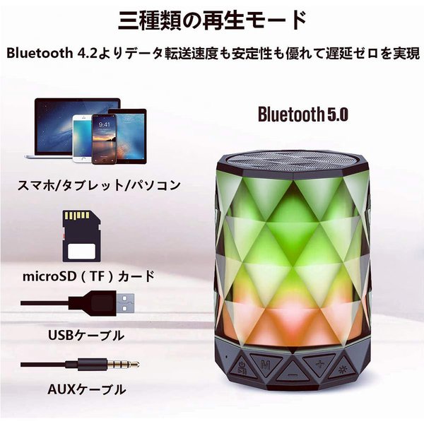 ¨Ǽ ̵�� �磻��쥹 ���ԡ����� Bluetooth �֥�å� microSD������/AUX���� USB���� IPX5�ɿ� LED iPhone/iPod/iPad/���ޡ��ȥե���/���֥�å�