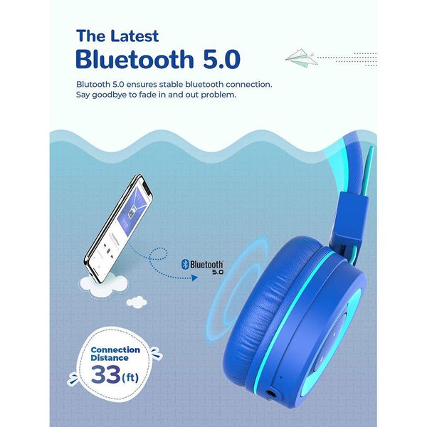 ヘッドフォン ヘッドホン ヘッドセット キッズ 子供用 スカイブルー/オレンジ ワイヤレス Bluetooth5.0/3.5mmジャック 無線 折りたたみ 小型 スマホ タブレット