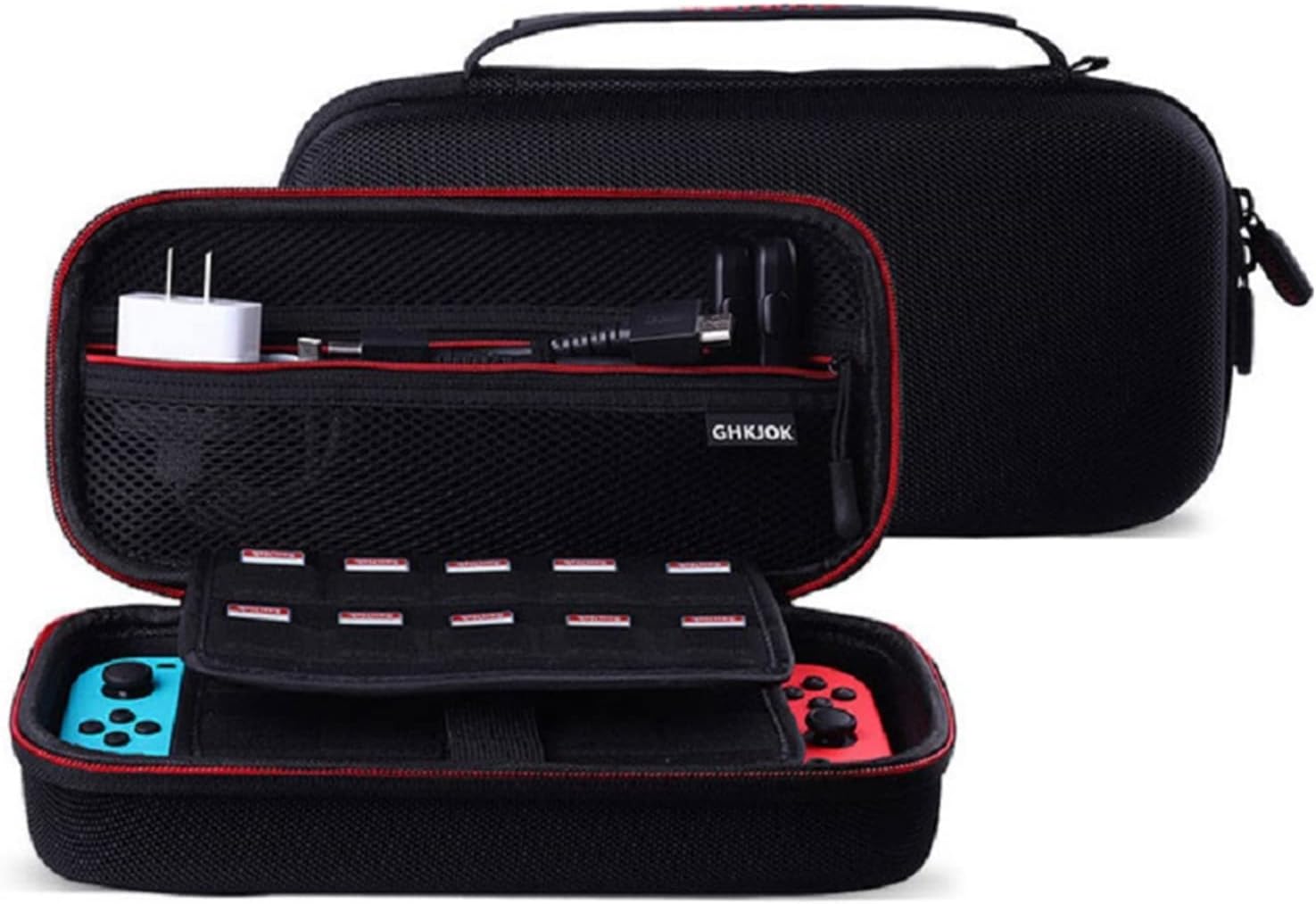 即納 任天堂 Nintendo Switch スイッチ キャリングケース 収納ケース ブラック/レッド カード収納 ハードケース ケース ミルスペック MIL規...