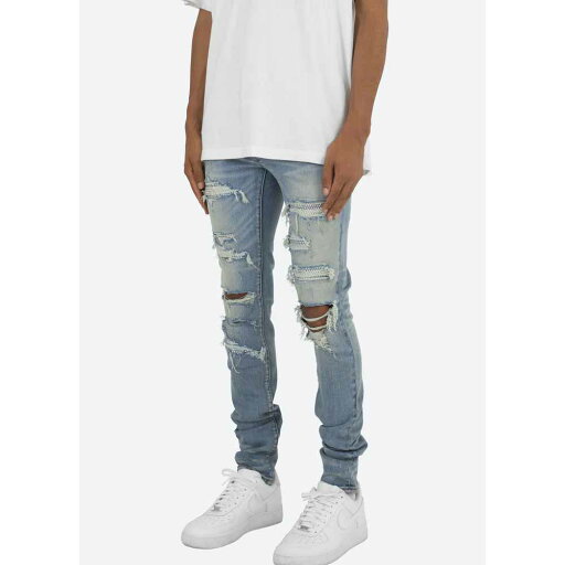 mnml ミニマル デニムパンツ X201 RHINESTONE SKINNY DENIM ブルー スキニーフィット メンズ US限定 正規品 日本未発売