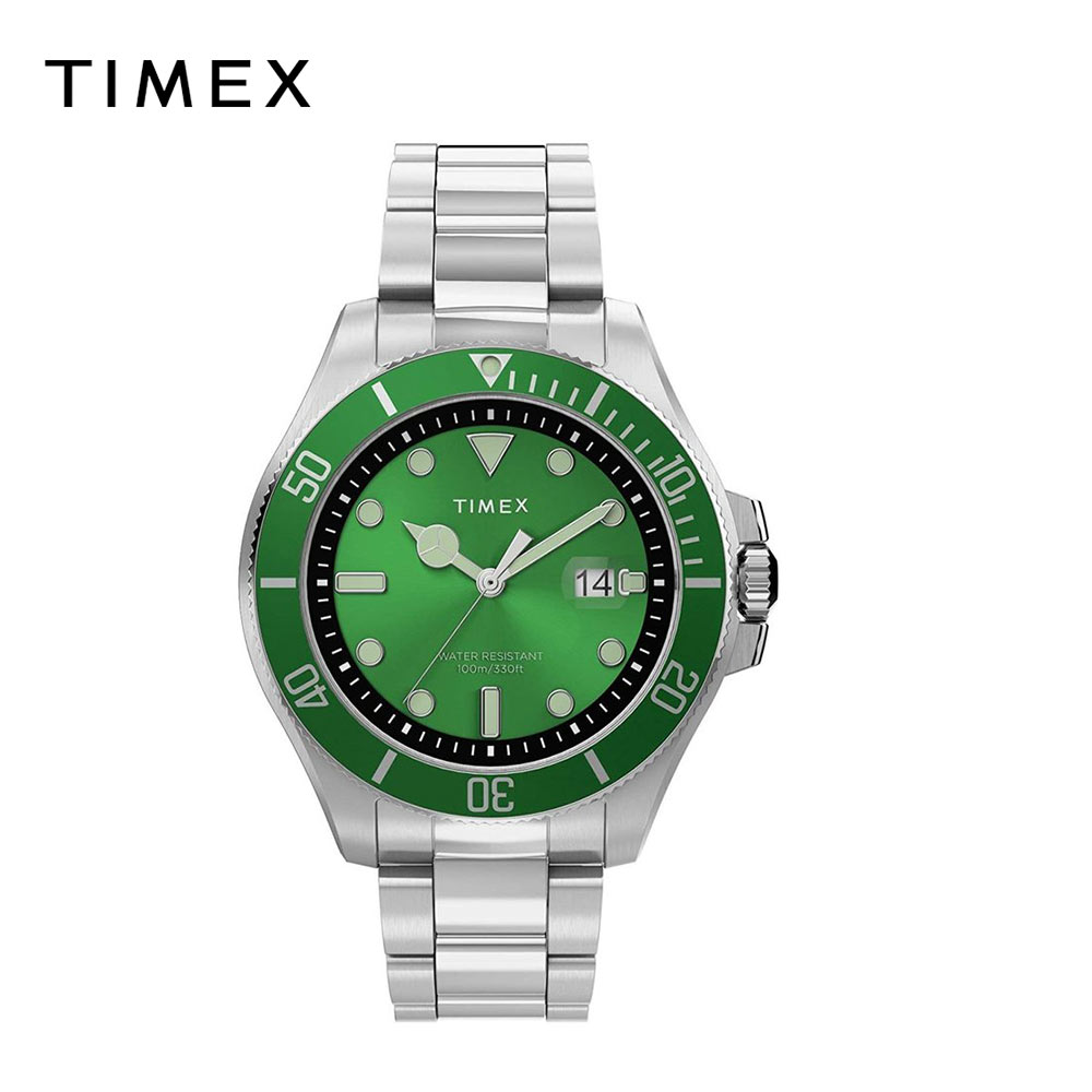 TIMEX タイメックス メンズ 腕時計 クォーツ シティコレクション Harborside Coast 43mm シルバー/グリーン TW2U72000 日本未発売