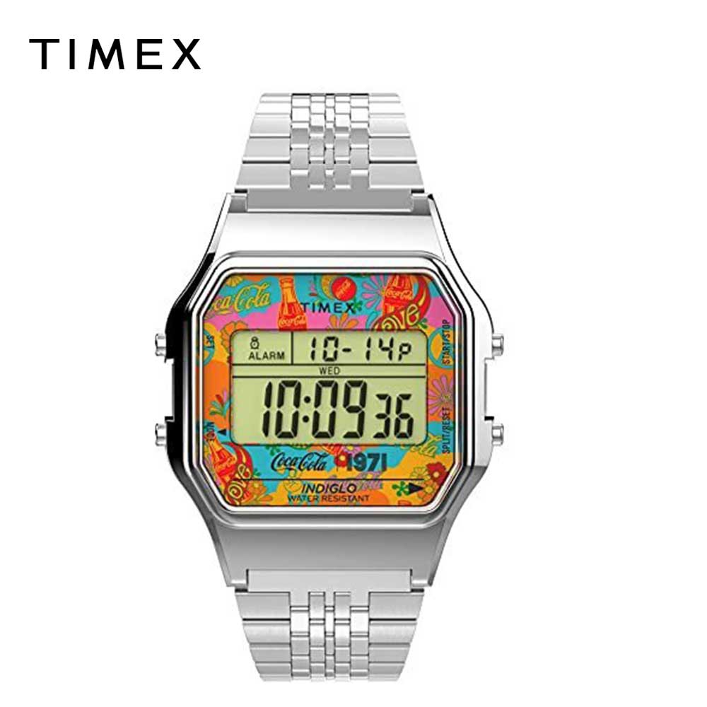 TIMEX タイメックス ユニセックス 腕時計 クォーツ T80 34mm コカコーラ CM50周年記念 シルバー TW2V25900YB 日本未発売