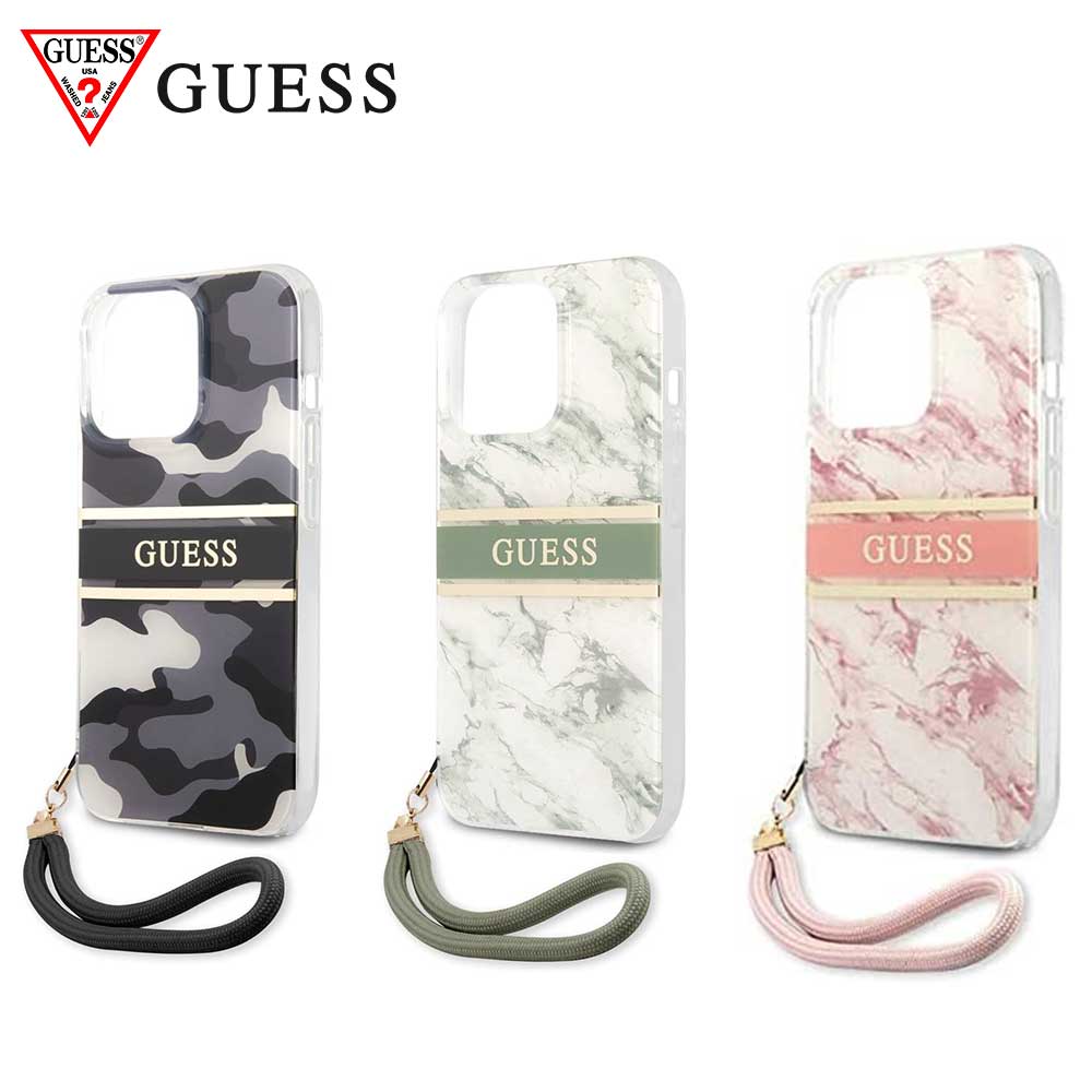 樂天商城 - GUESS ゲス iPhone 13/13Pro/13ProMax ケース カモ/ブラック グリーン/マーブル ピンク/マーブル ストラップ付 アイフォンケース スマホケース 正規品
