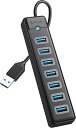 USBハブ Win/Mac対応 USB3.0 7ポート 15cm 高速データ転送 ブラック USBポート マルチポート(2)