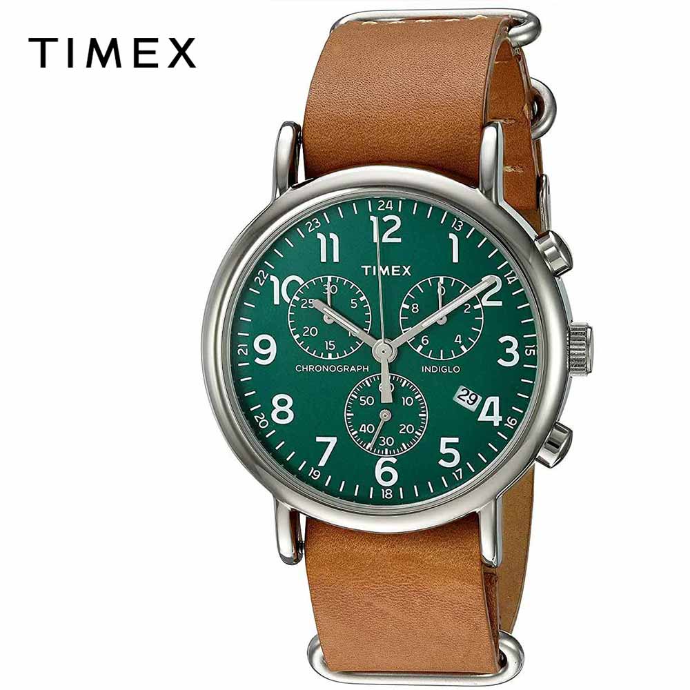 TIMEX タイメックス メンズ 腕時計 ウィークエンダー Weekender Chronograph ブラウン / グリーン TWC066500 海外モデル｜当店1年保証