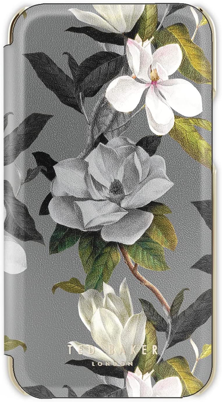 TED BAKER テッドベーカー iPhone 14/14Pro/14Plus/14ProMax ミラー付 手帳型 フリップ ケース カバー シンセティックレザー Floral/Grey 日本未発売