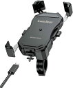 即納 バイク オートバイ スマホホルダー qi/USB ワイヤレス充電 ブラック 簡単脱着 スマホ ホルダー スタンド バイク 脱落防止 iPhone Gala...