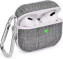 即納 AirPods Pro 第2世代 エアーポッズ プロ 対応 カバー ケース ファブリック グレー リング付 紛失防止 ワイヤレス充電 送料無料