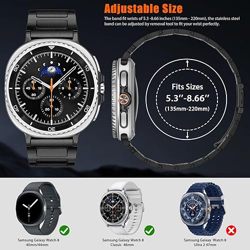 ギャラクシー ウォッチ ステンレス メタル ビジネス風 調節可能 ベルト 全2色 Galaxy Watch 8 40mm 44mm / 8 classic 46mm バンド 通気性 送料無料