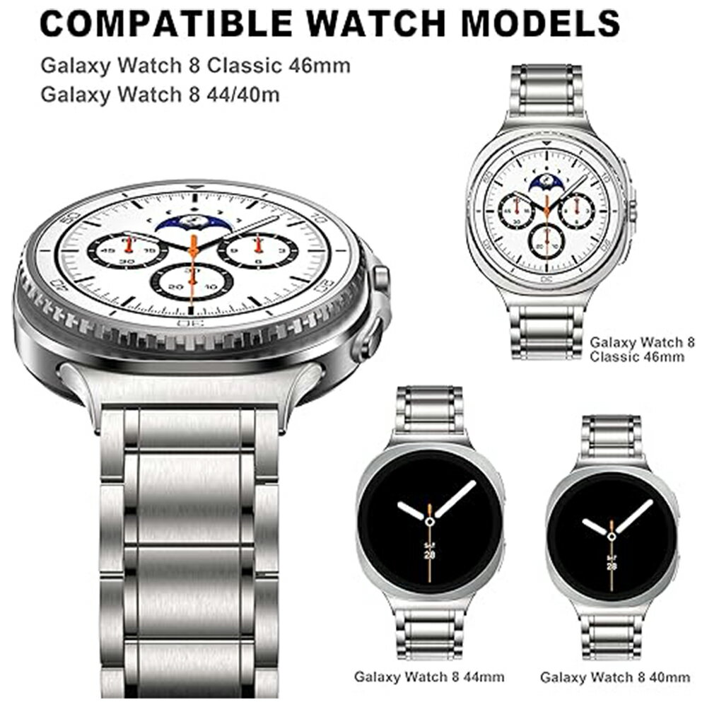 ギャラクシー ウォッチ チタニウム メタル ビジネス風 調節可能 ベルト 全3色 Galaxy Watch 8 40mm 44mm / 8 classic 46mm バンド 通気性 送料無料
