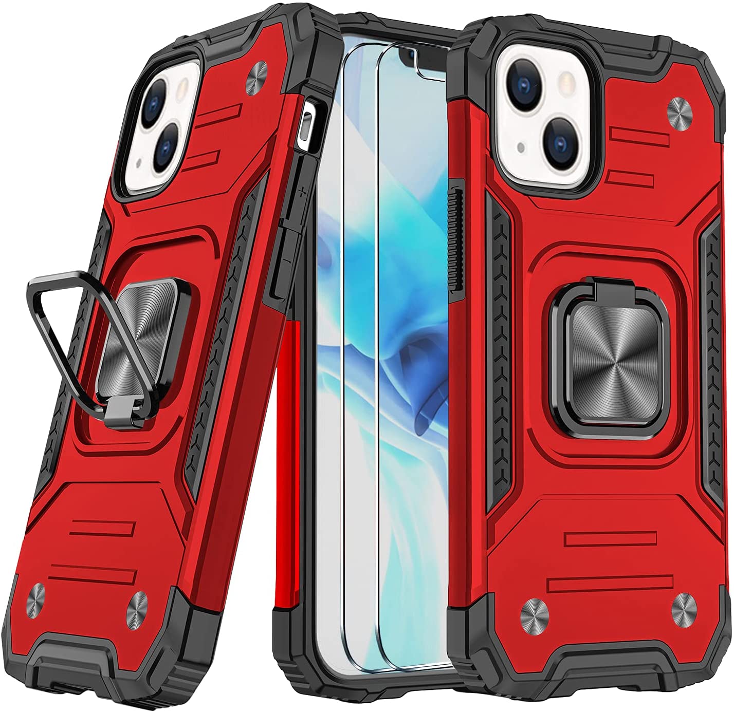 樂天商城 - iPhone 13/13Pro/13ProMax/13mini ケース カバー 耐衝撃 薄型 保護 傷防止 横置き レッド ポイント消化