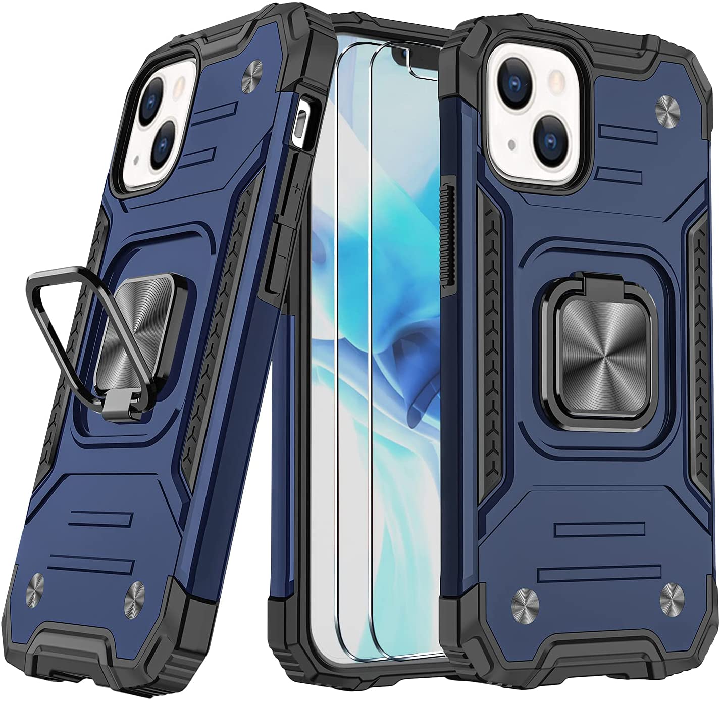 樂天商城 - iPhone 13/13Pro/13ProMax/13mini ケース カバー 耐衝撃 薄型 保護 傷防止 横置き ブルー ポイント消化