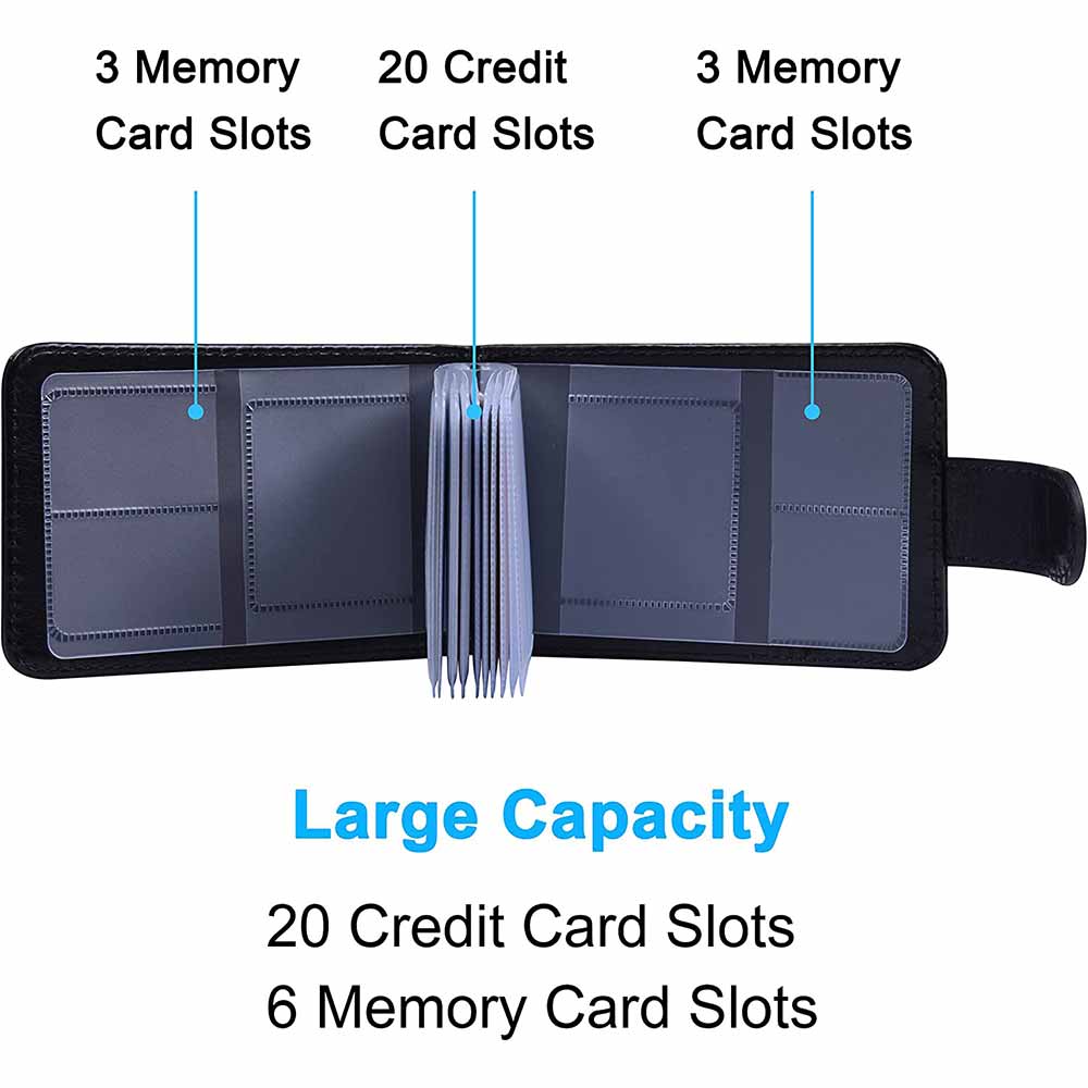 即納 カードケース カード収納 カードホルダー ブラック 横型 20+6枚収納 磁気防止 スキミング防止 PUレザー 二つ折り マルチケース ポイント消化