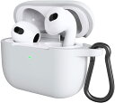AirPods 3 エアーポッズ 第3世代 対応 ケース 保護カバー シリコン ライトグレー カラビナ付 ワイヤレス充電対応 充電ケース 耐衝撃 防水 防塵 充...