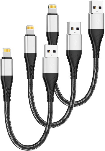 ライトニングケーブル 充電ケーブル 1-Ft/30cm 3本セット シルバー 急速充電 データ転送 iPhone/iPad/iPod 対応 Lightning ケーブル ライトニングケーブル 充電ケーブル 1-Ft/30cm 3本セット シルバー 急速充電 データ転送 iPhone/iPad/iPod 対応 Lightning ケーブル