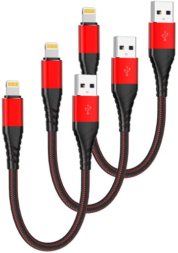 ライトニングケーブル 充電ケーブル 1-Ft/30cm 3本セット レッド 急速充電 データ転送 iPhone/iPad/iPod 対応 Lightning ケーブル ライトニングケーブル 充電ケーブル 1-Ft/30cm 3本セット レッド 急速充電 データ転送 iPhone/iPad/iPod 対応 Lightning ケーブル