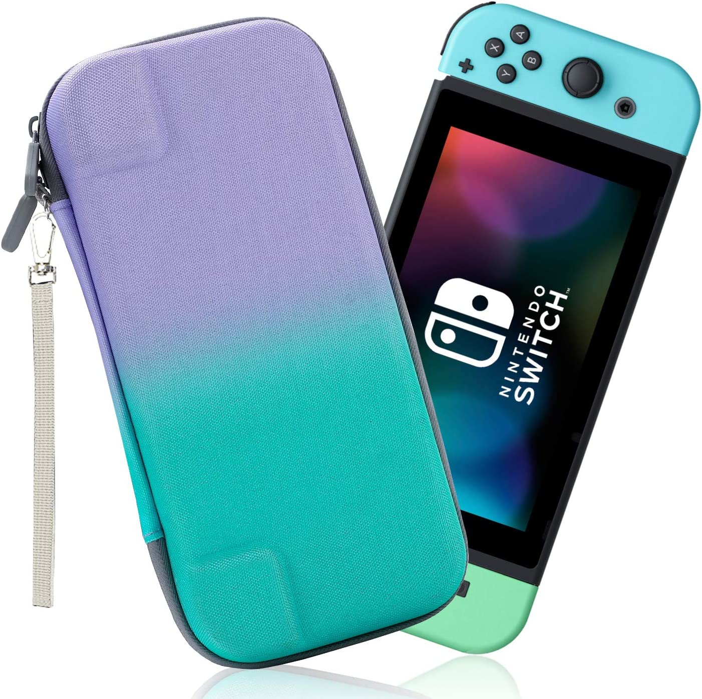 即納 任天堂 Nintendo Switch 有機ELモデル 対応 ケース カバー グリーンパープル 衝撃吸収 保護カバー あつ森 カード最大10枚 全面保護型...