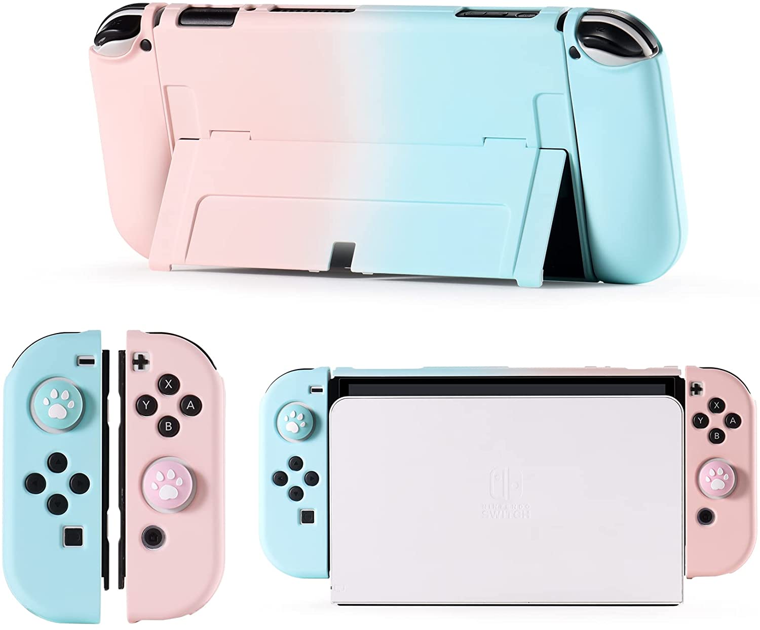 即納 任天堂 スウィッチ Nintendo Switch 有機ELモデル 対応 ケース カバー パウダーブルー 衝撃吸収 保護カバー あつ森 衝撃吸収 滑り止め...