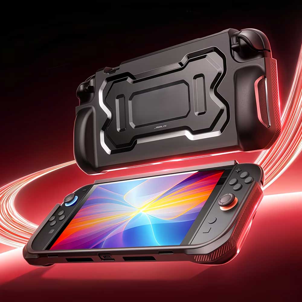 SMART PARK 楽天市場店のNintendo Switch 2 カバー TPU メカ風 傷防止 全面保護 落下防止 全1色 衝撃吸収 保護カバー 滑り止め 専用保護カバー 任天堂 ニンテンドー スウィッチ あつ森｜アングル2