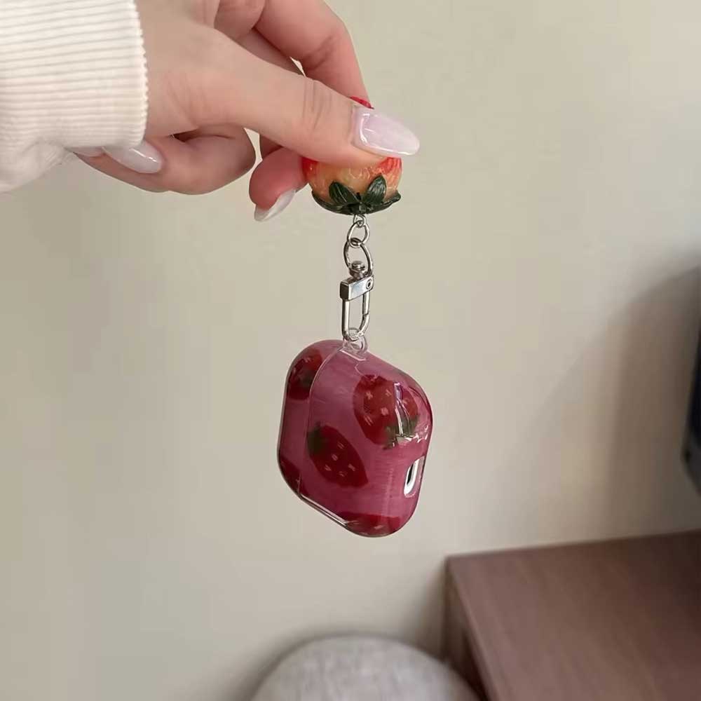AirPods 4 / 3 / 2 / 1 AirPods Pro 3 / 2 / 1 TPU イチゴ ストロベリー チャーム ...