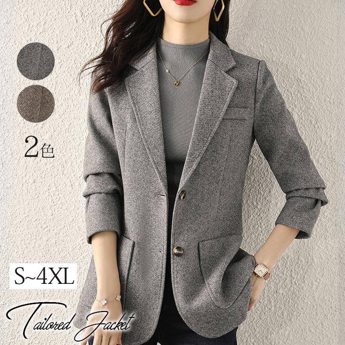 スーツ ジャケット レディース 裏起毛 秋冬 テーラードジャケット レディース ジャケット テーラード チェック柄 フォーマル コットン ミドル丈 アウター トップス 春 秋 冬 コート 長袖 スーツジャケット 可愛い ショート丈 羽織り 通勤 仕事 オフィス M L XL 2XL 送料無料のサムネイル
