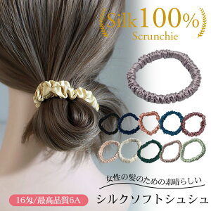 即納 ヘアゴム シルク シルク100% シュシュ ヘアアクセサリー 髪留め レディース 天然シルク シルク 16匁 リングゴム シルクヘアシュシュ 髪飾り シルク製 静電気防止 髪に優しい ポニーテール 高級 可愛い 大人っぽい 上質 ギフト 睡眠 就寝前 全11色 クリスマス プレゼント