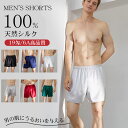 ショートパンツ パジャマ メンズ シルク100% パジャマパンツ 19匁 五分丈 トランクス ハーフパンツ ルームパンツ ボトムス 下着 薄手 男性 ショートパ...