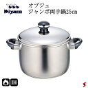 宮崎製作所 オブジェ ジャンボ 両手鍋25cm キッチン 調理器具 鍋 お鍋 両手鍋 ガス火対応 IH対応 大きい 深型 煮物 スープ カレー シチュー ステン...